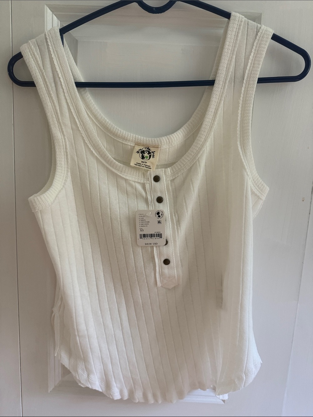 We The Free Ribbed Henley Tank Top in White